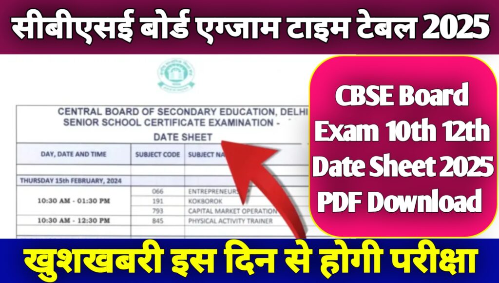 CBSE Board Exam Date Sheet 2025